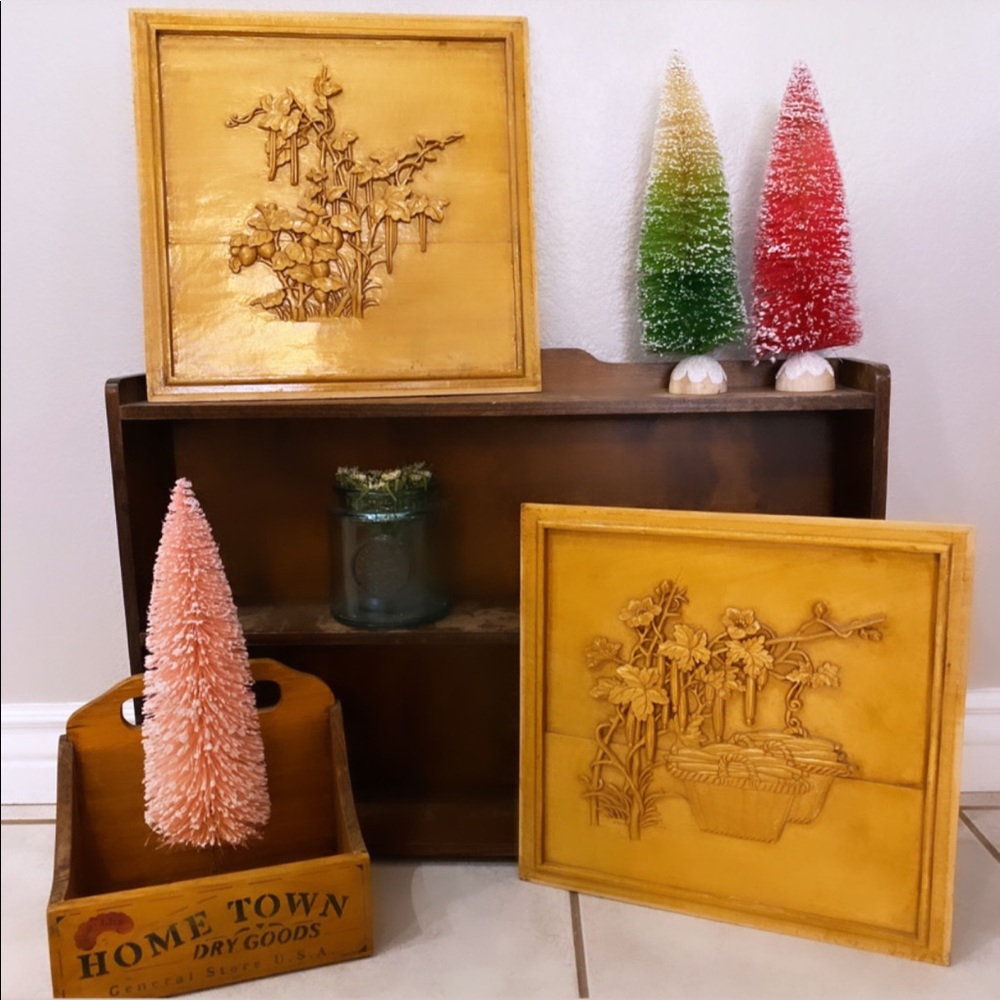 Vintage Wood Carved 3D Pictures Boho Wall Hanging